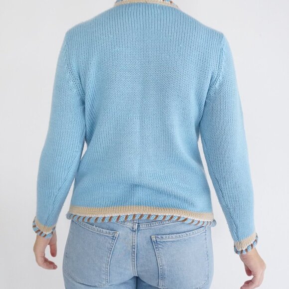 Vintage I.C.I.E Roma Sky Blue Knit 3D Crewneck Sweater S - Picture 3 of 10